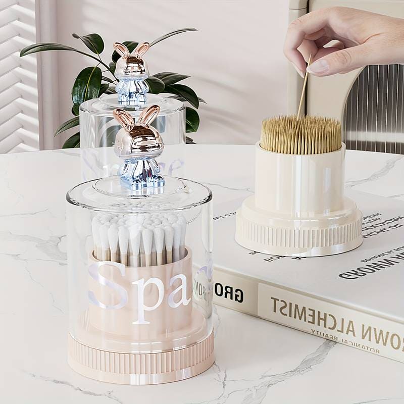 Rabbit Toothpick Box, Creative Multifunctional Toothpick Dispenser, Cute Cartoon Swab Cotton Holder With Lid, Swab Kitchen Dining Bar Toothpick Holder, Portable Rustproof Stand Toothpick Holder Rabbit Toothpick Box, Creative Multifunctional Toothpick Dispenser, Cute Cartoon Swab Cotton Holder With Lid, Swab Kitchen Dining Bar Toothpick Holder, Portable Rustproof Stand Toothpick Holder